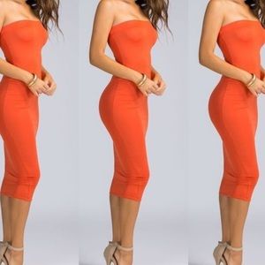 Orange strapless dress